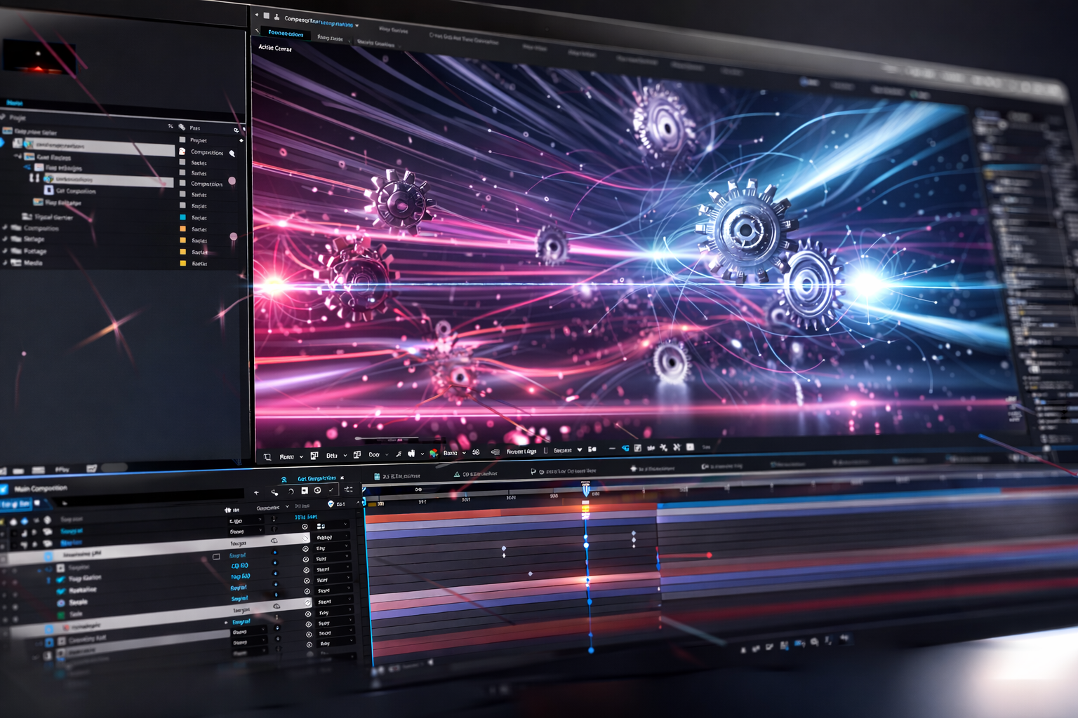 After Effects motion blur settings for smooth transitions example with shutter angle and layer toggles