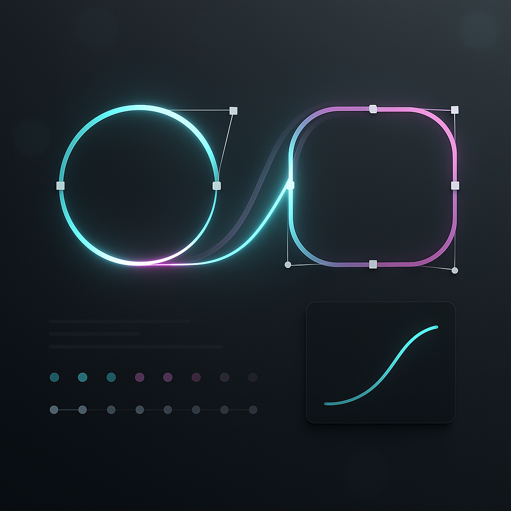 Example of animated shape paths in After Effects visualized with keyframes and motion design elements