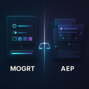 Comparison of After Effects MOGRT and AEP templates user interfaces and workflow