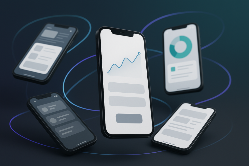 Creative After Effects template showcasing app promo video with device mockups and clean typography