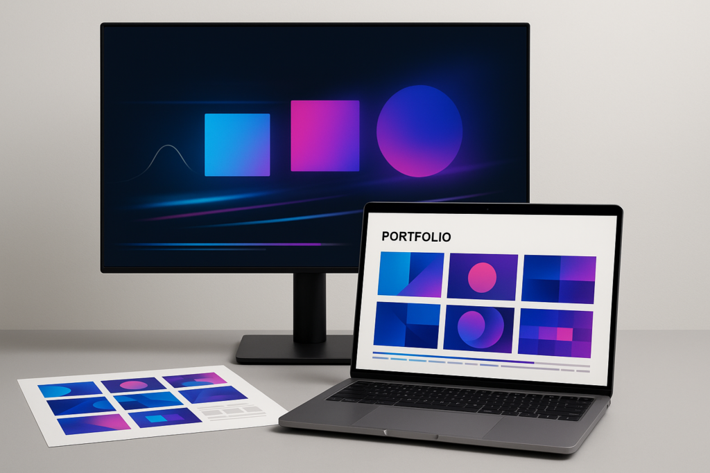 Creative motion design portfolio presentation showcasing video reels and project case studies