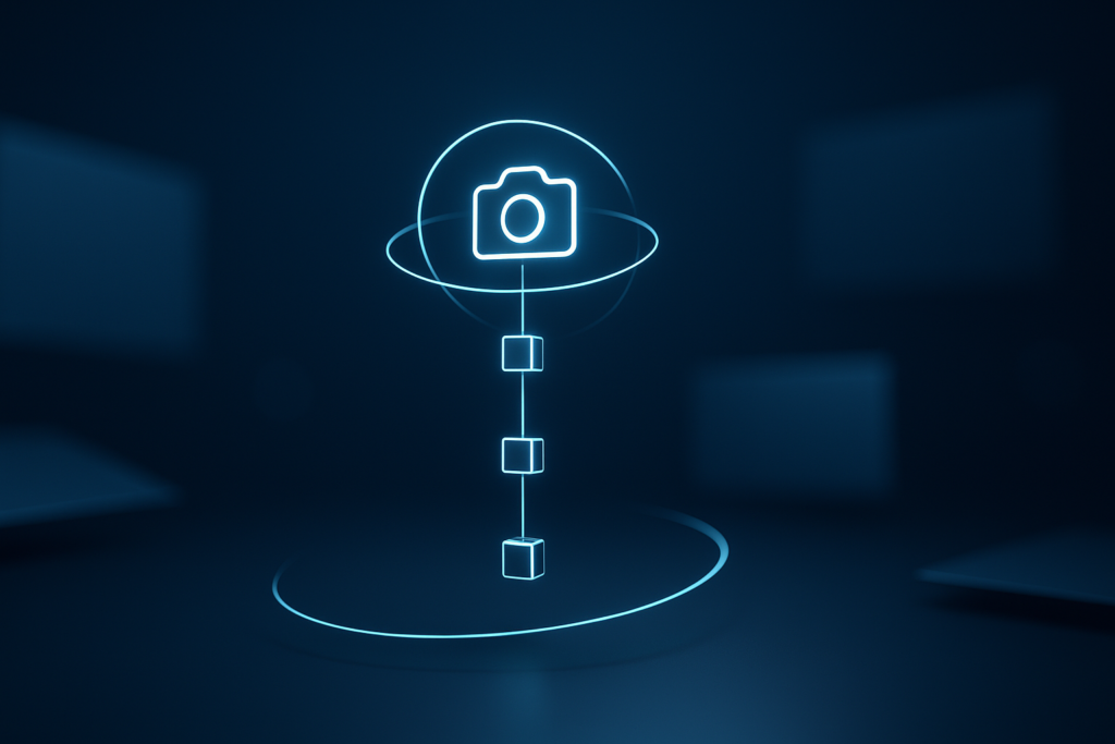 Diagram of a layered camera rig setup in After Effects with null controllers and a 3D camera