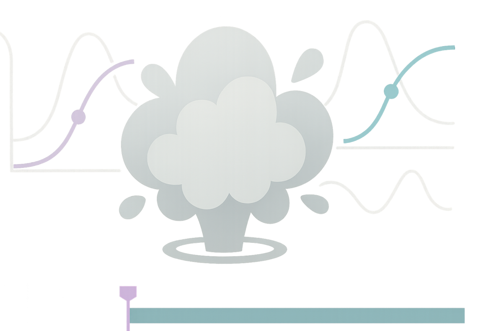 Illustration of cartoon smoke puff animation created in After Effects showing layered smoke shapes