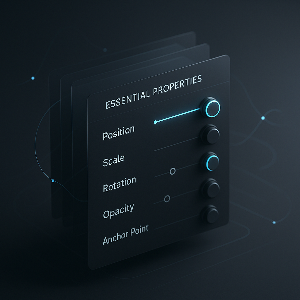 User interface of After Effects showing Essential Properties controls for animation